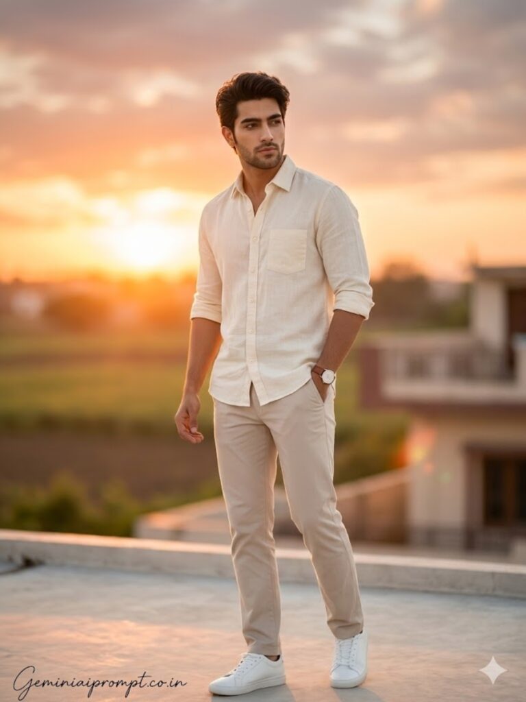 Prompt 1: Best Gemini AI Prompts for Handsome Male Golden Hour Warmth