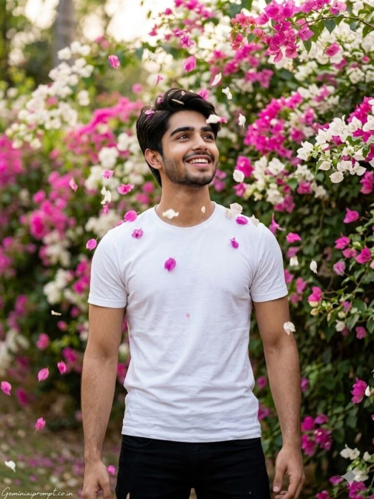Prompt 1: Viral Bougainvillea Portrait Prompts for Men  Bougainvillea Flower Shower 