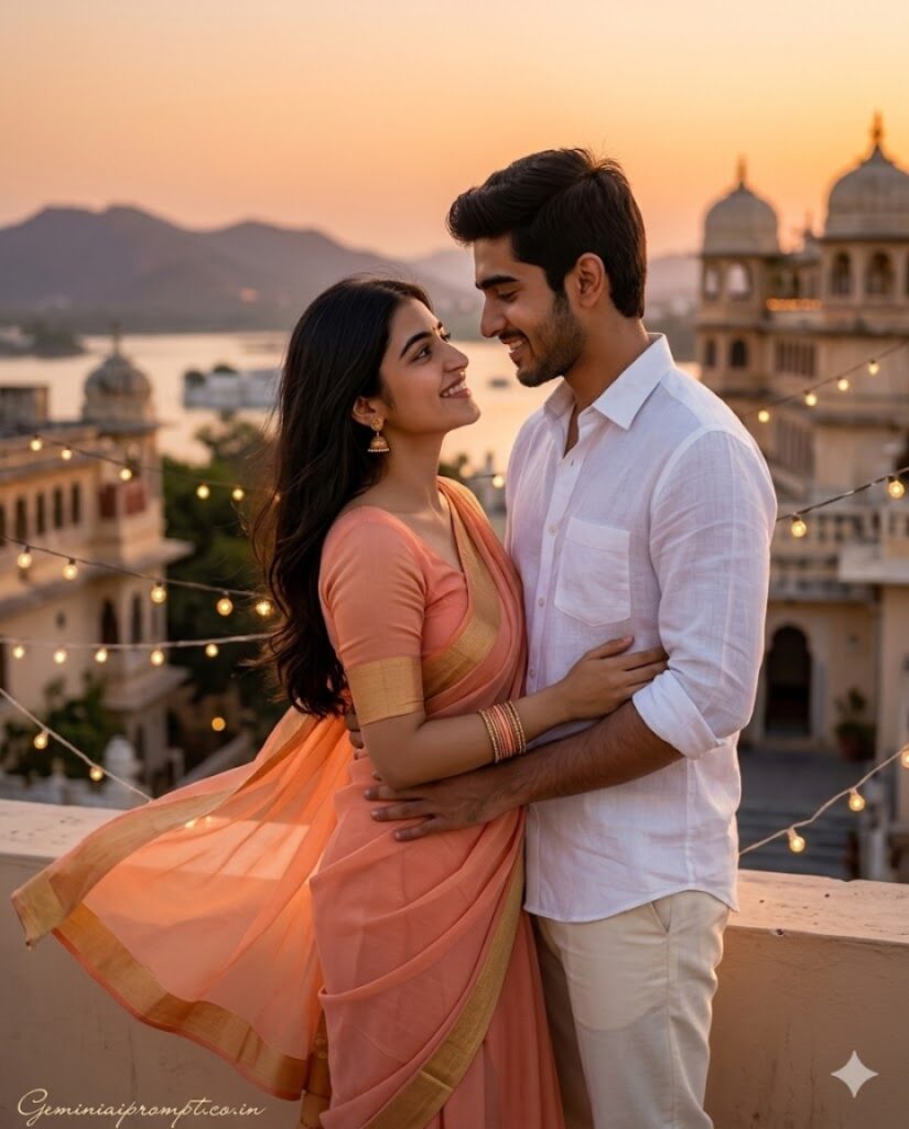 Prompt 1: Romantic Couple Prompts for Gemini Rooftop Romance