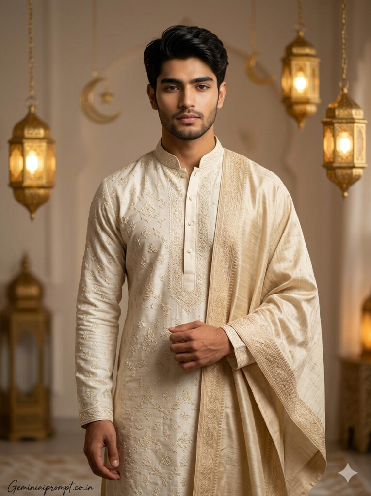 Eid Mubarak Gemini Prompts Ivory Kurta Elegance