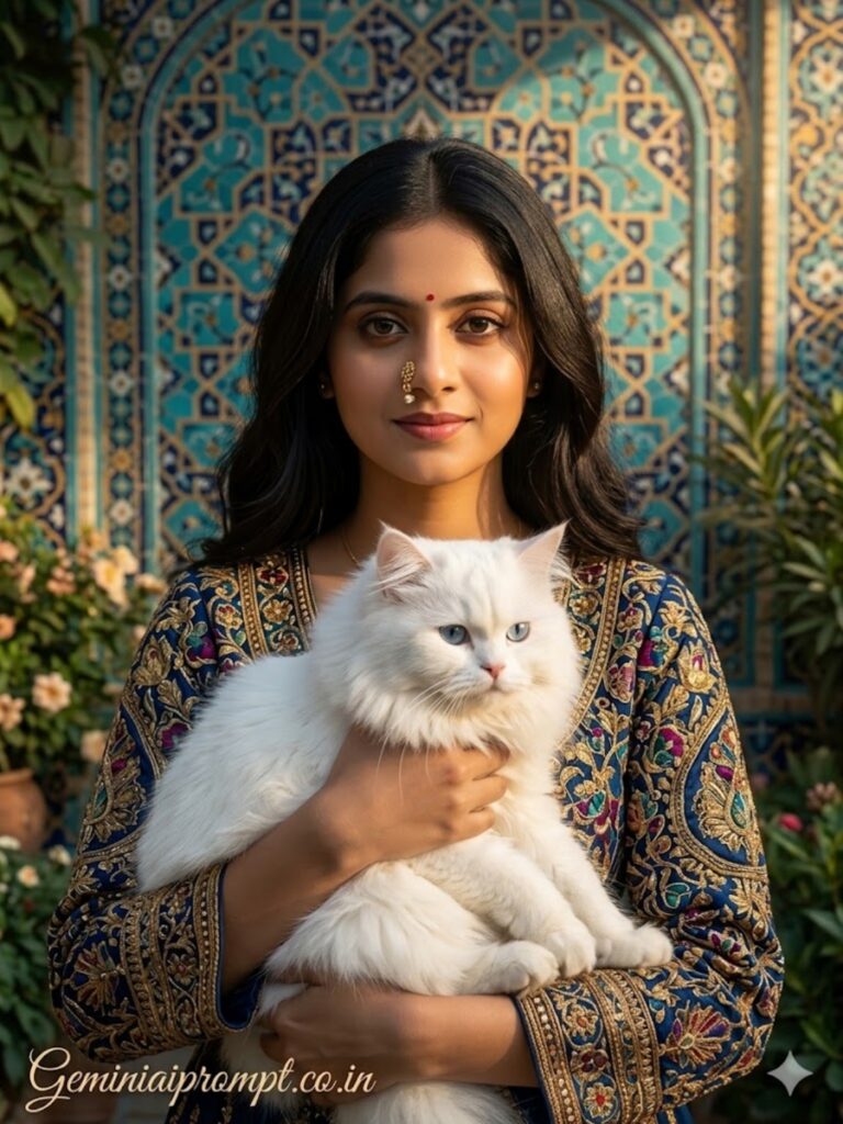 Gemini AI Photo Prompts With Persian Cat Persian Royal Garden Portrait