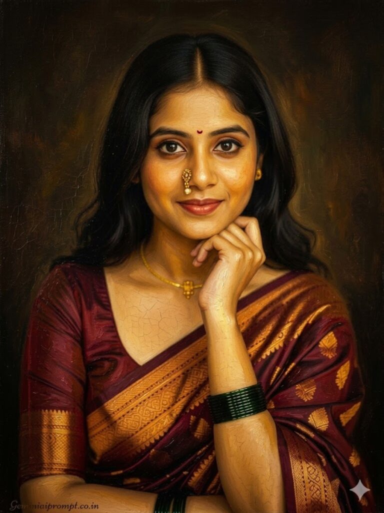 Renaissance oil painting portrait created with Oil Painting Prompts for Gemini AI - classical style with dramatic Rembrandt lighting, rich earth tones, and visible brushstroke texture on canvas