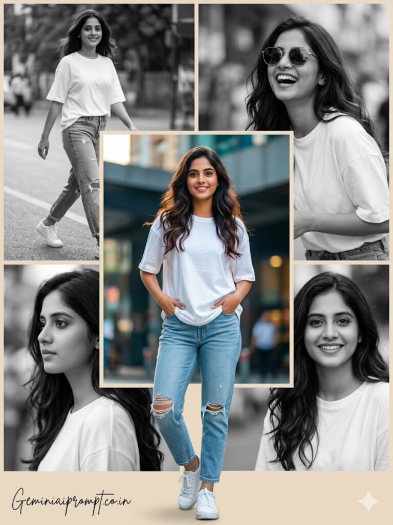 Girl Collage Gemini AI Photo Prompts Urban Street