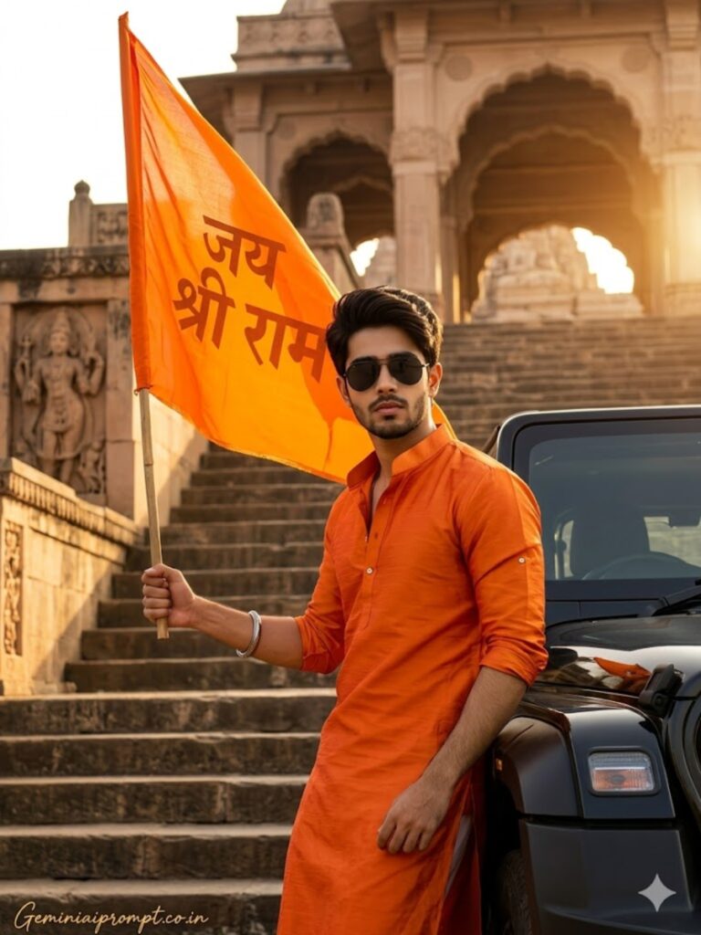 Prompt 1: Jai Shree Ram Thar AI Photo Editing Prompts Temple Steps