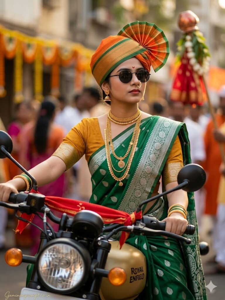 Prompt 1: Gudi Padwa AI Prompt For Girl With Bike