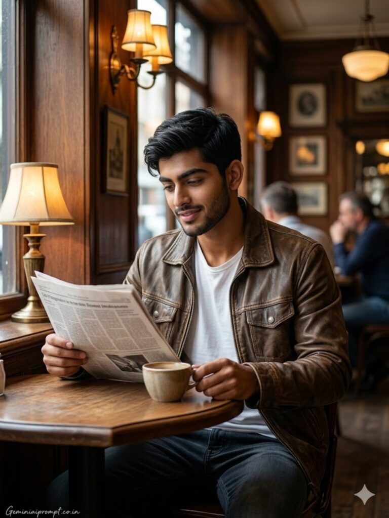 Café – Reading Newspaper