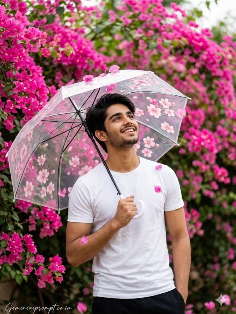 Transparent Umbrella Bougainvillea Shot
