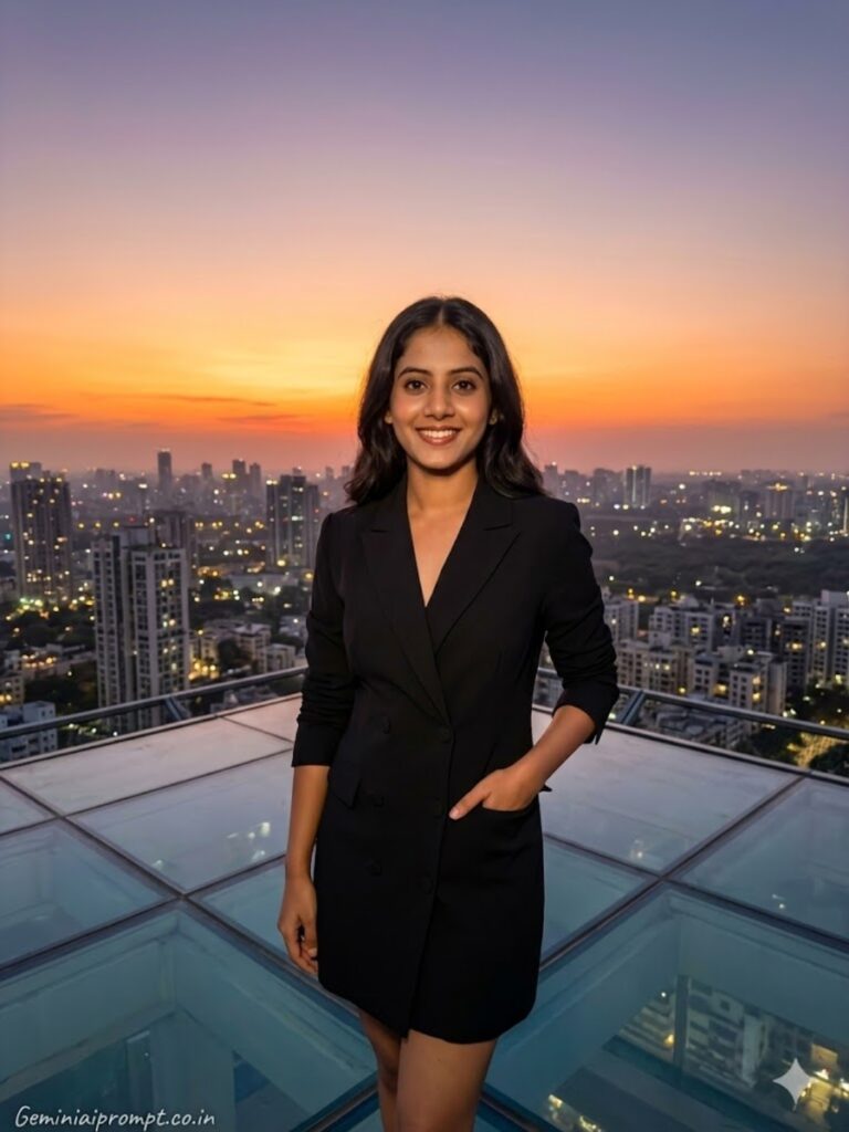 Luxury Rooftop Sunset Fashion Shot