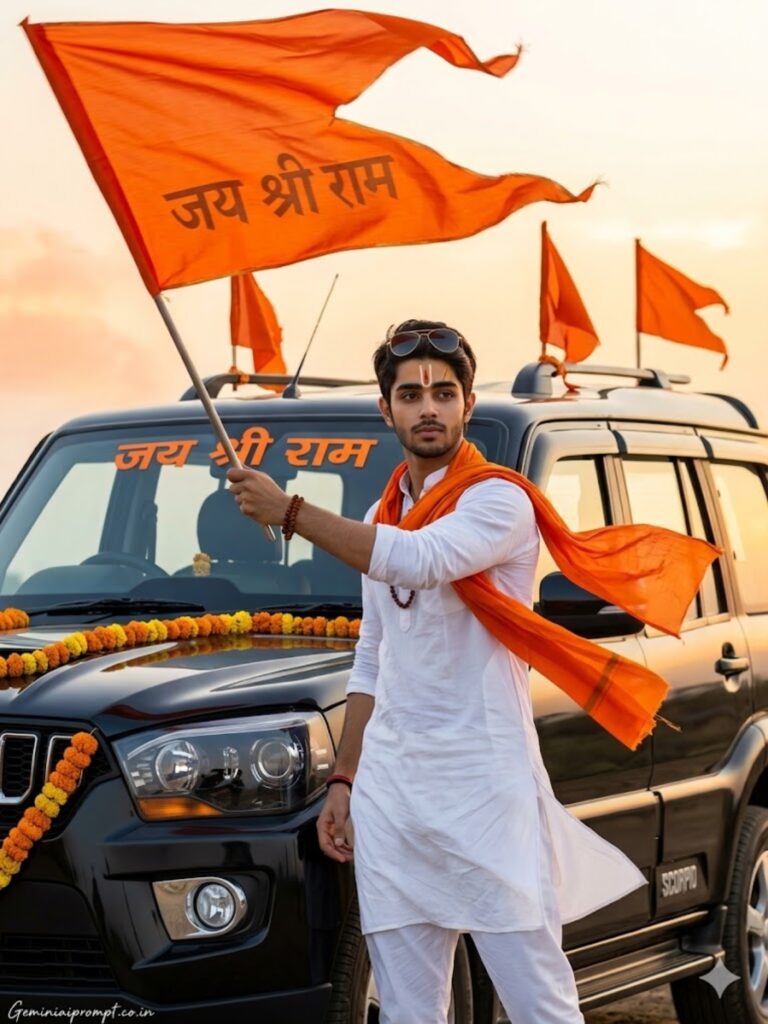 Jai Shree Ram Car AI Photo Editing Prompts Mahindra Scorpio N