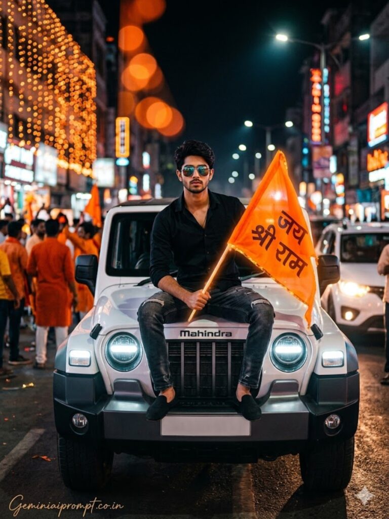 Jai Shree Ram Thar AI Photo Editing Prompts Neon City