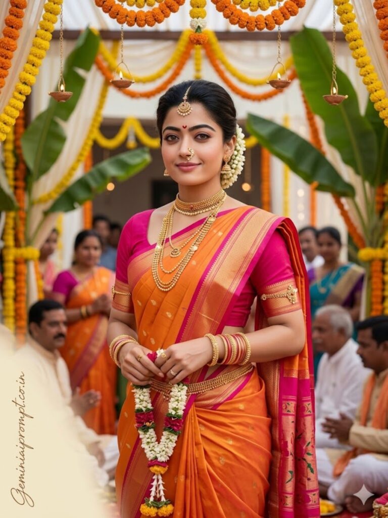 Prompt 2: Maharashtrian Bride Prompt For Gemini Pink Paithani 