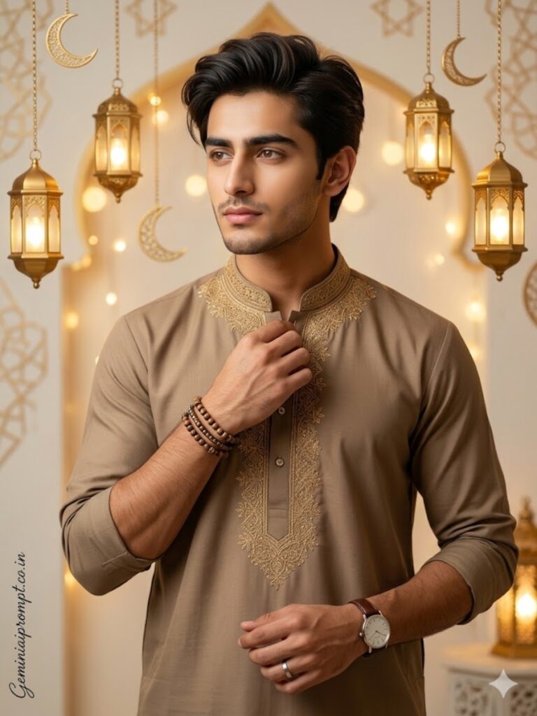 Prompt 2: Eid Mubarak Gemini AI Prompts For Men - Kurta Eid Portrait 
