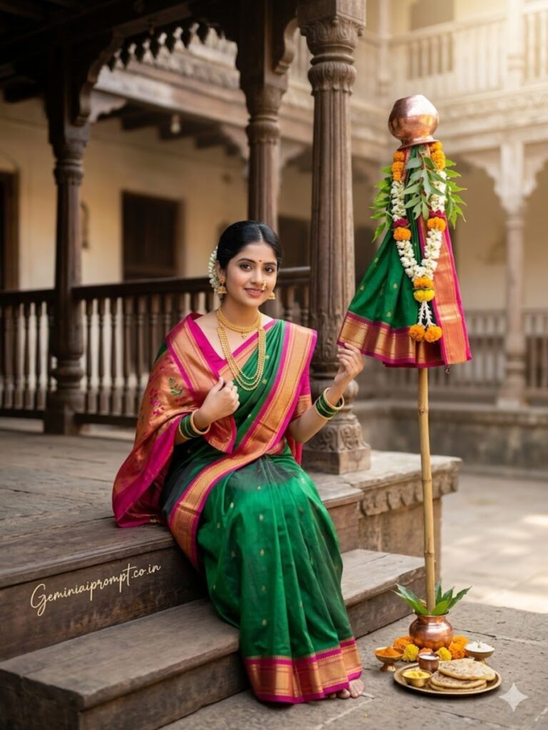 Green-Pink Wooden Steps Portrait