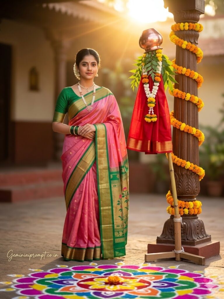 Pink-Green Wooden Pillar Portrait