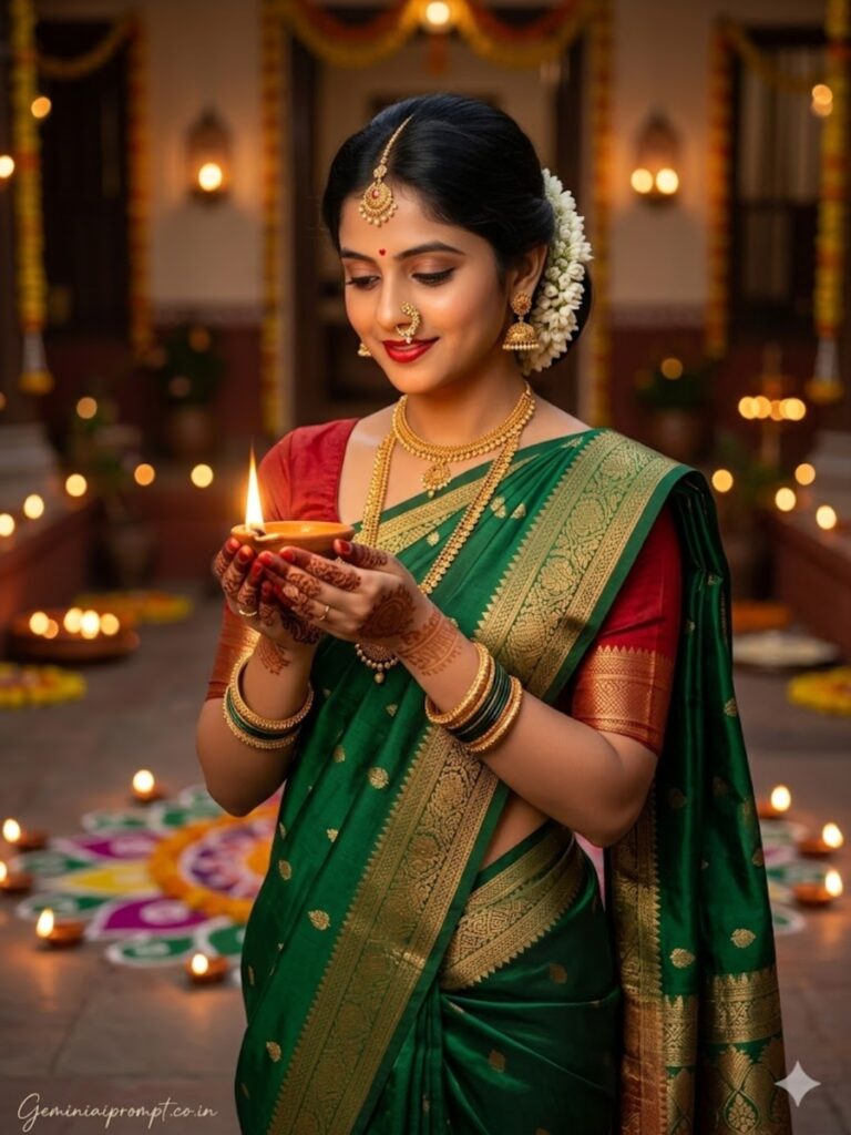 Prompt For Gemini AI Girl In Saree Festive Diwali Glow