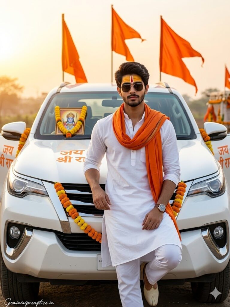 Jai Shree Ram Car AI Photo Editing Prompts Toyota Fortuner
