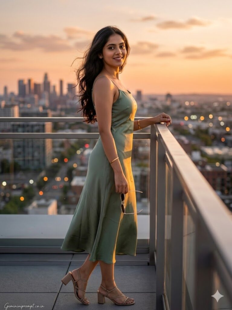 Rooftop Sunset Girl