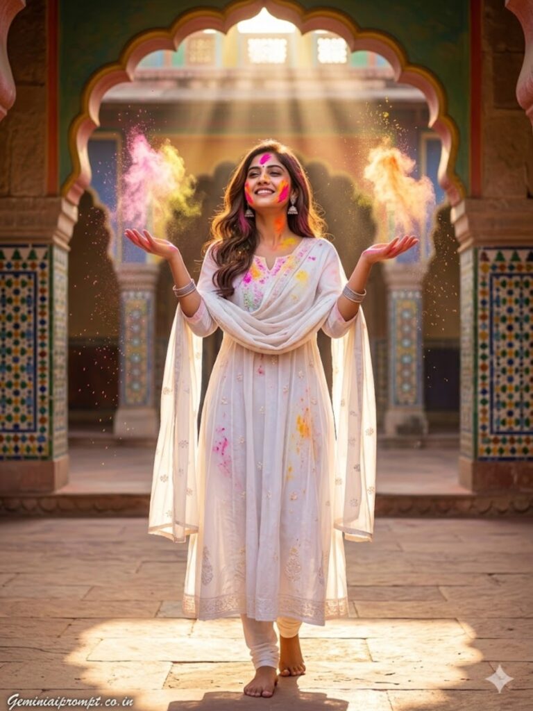 Sunlit Courtyard Girl
