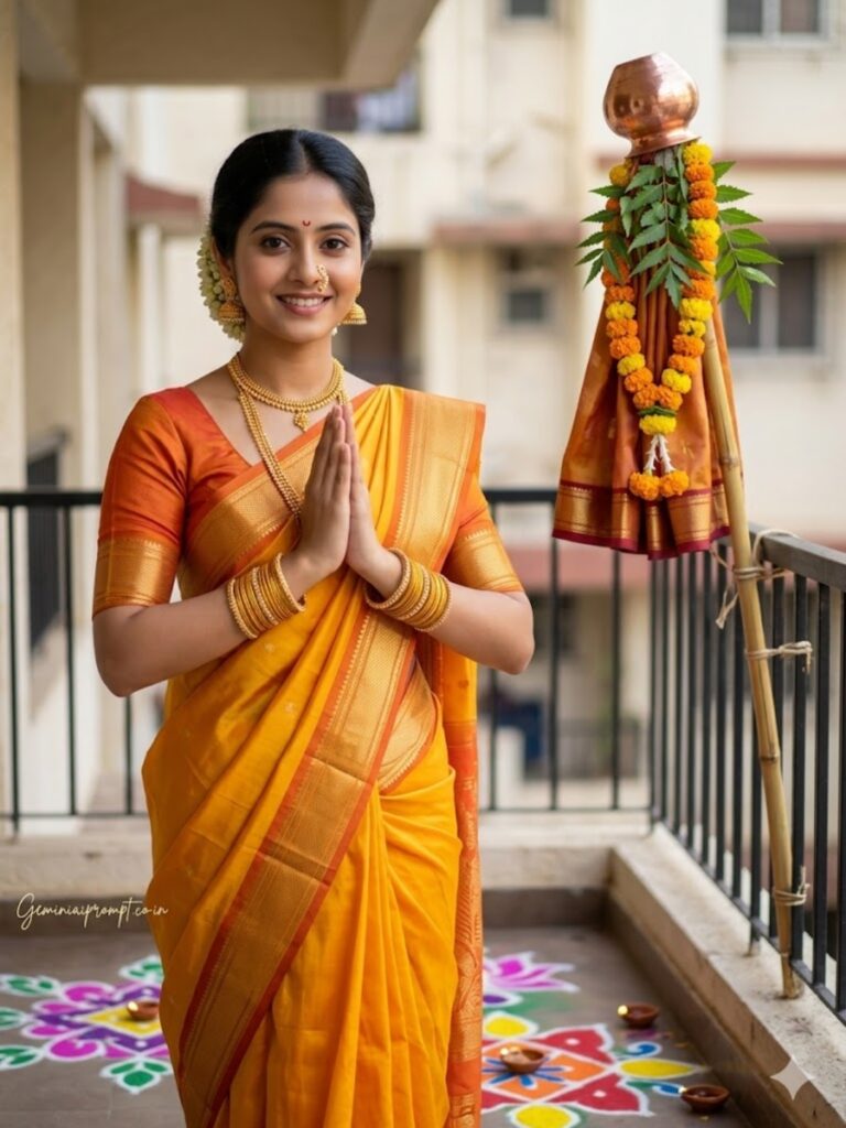 Yellow-Orange Namaste Portrait
