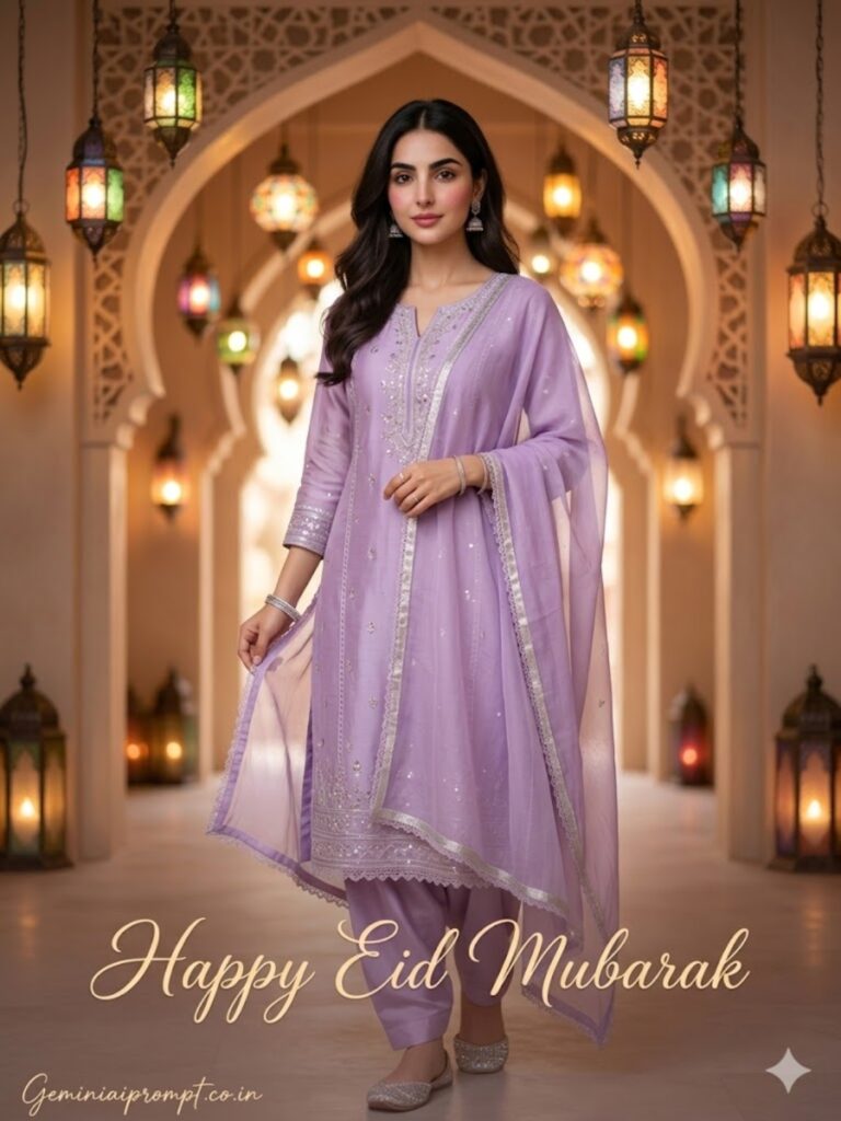 Lavender Silk Suit with Lanterns