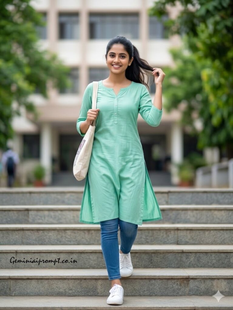 Gemini AI Prompts for Indian Girls Kurtis Campus Walk