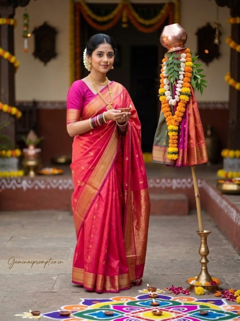 Pink Gold Diya Portrait
