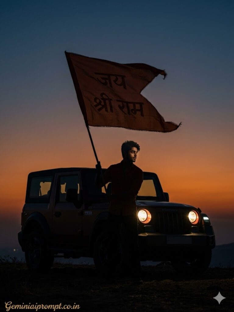 Prompt 5: Jai Shree Ram Thar AI Photo Editing Prompts Hilltop