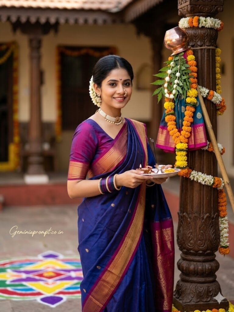 Blue Magenta Thali Portrait
