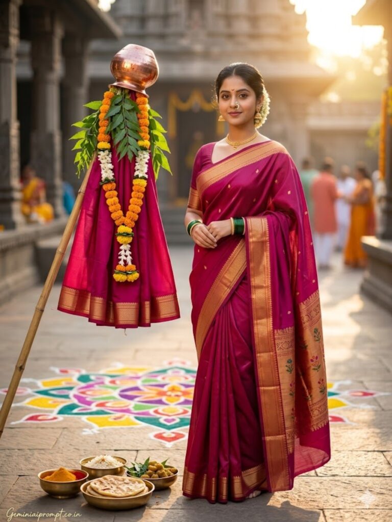 Deep Pink Rangoli Portrait