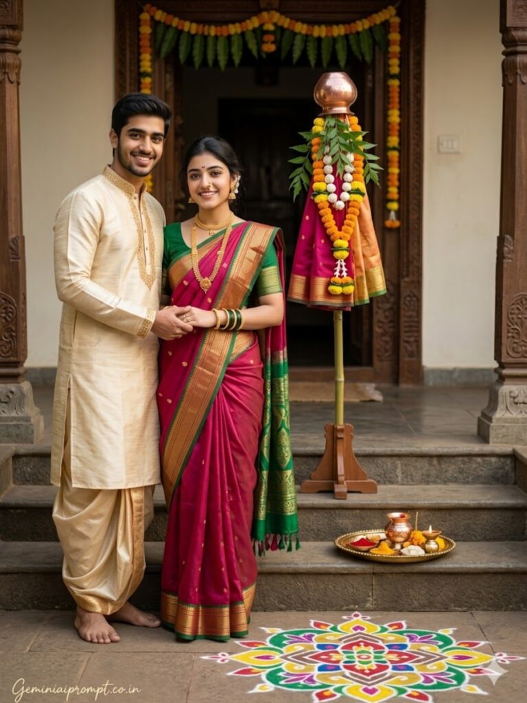 Prompt 7: Gemini AI Prompts For Gudi Padwa Couple Portrait