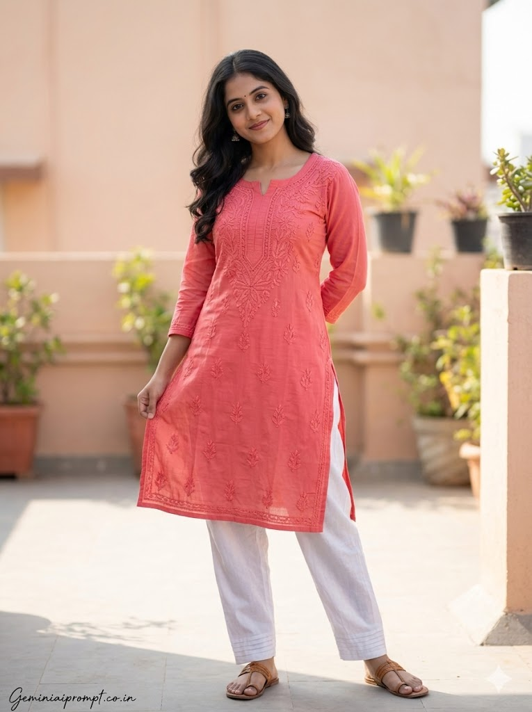 Gemini AI Prompts for Indian Girls Kurtis Terrace Morning Glow