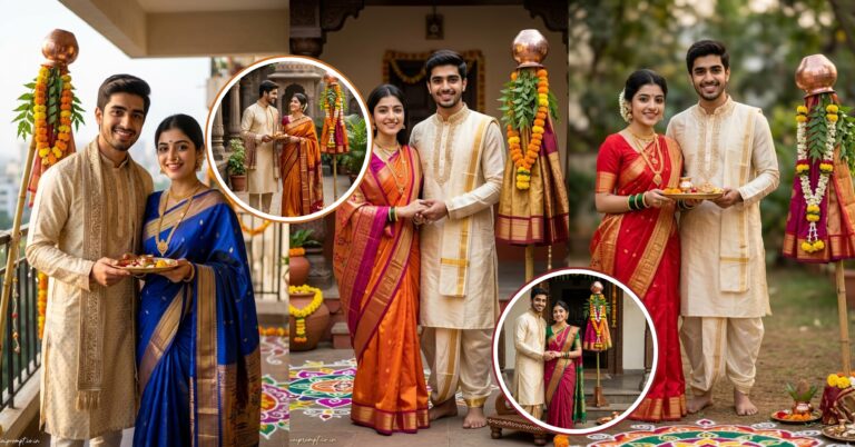 7 Gemini AI Prompts For Gudi Padwa Couple Photos in Traditional Attire Copy Paste