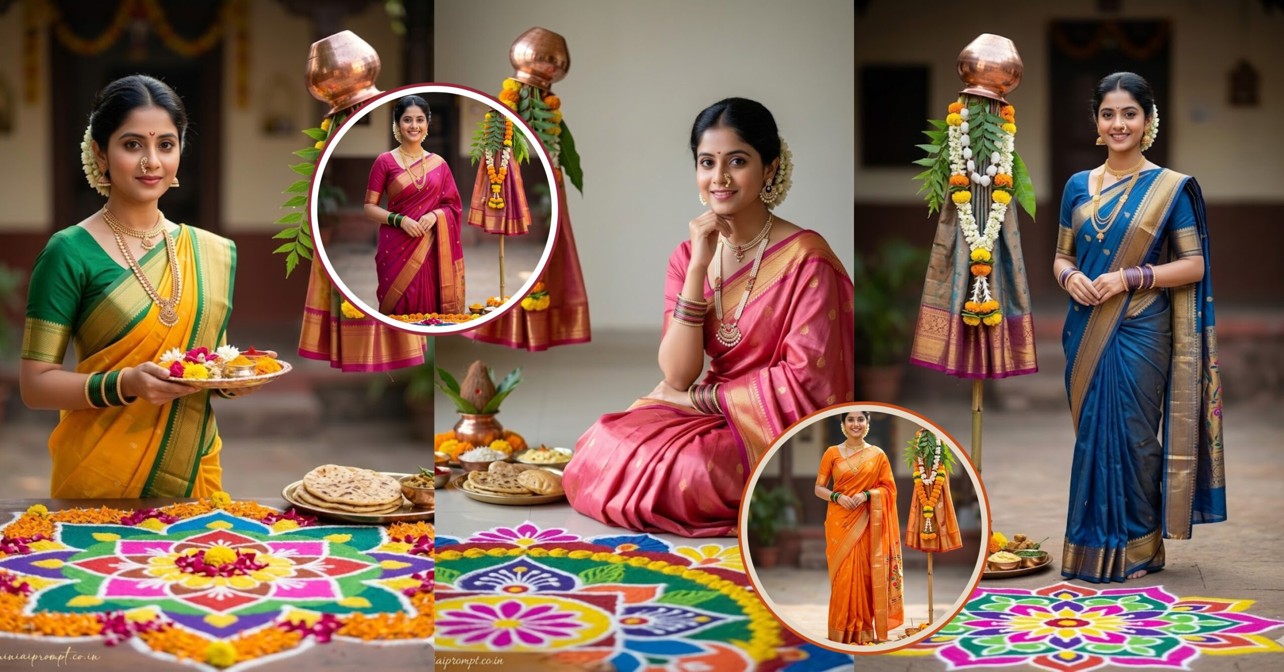 7 Stunning Gemini AI Prompts For Gudi Padwa Girls Rangoli Photoshoot