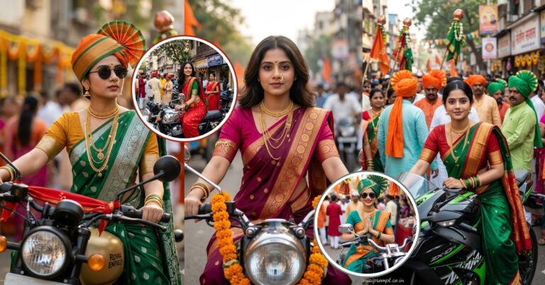 7 Viral Gudi Padwa AI Prompt For Girl With Bike (Must Try)